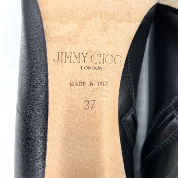 Jimmy Choo Merche Booties Black Soft Leather Low-Cut Square Toe Heels Sz 37 / 7 - Picture 11 of 11